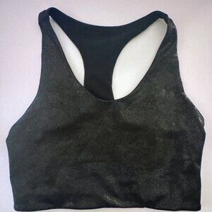 Z By Zella Women's Black Shiny Racerback Sports Bra Size S